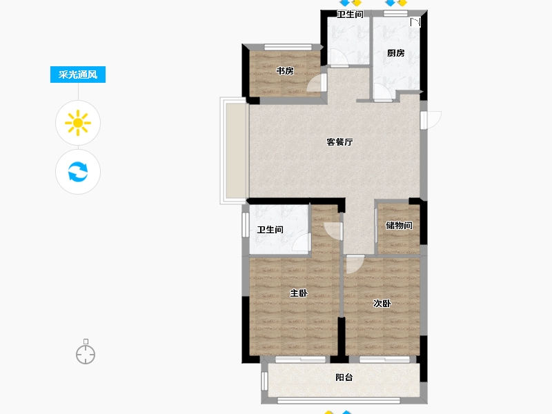 浙江省-温州市-天阳世新铭邸-83.20-户型库-采光通风