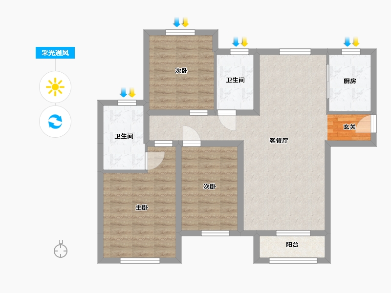 河北省-廊坊市-瑞嘉苑-81.54-户型库-采光通风