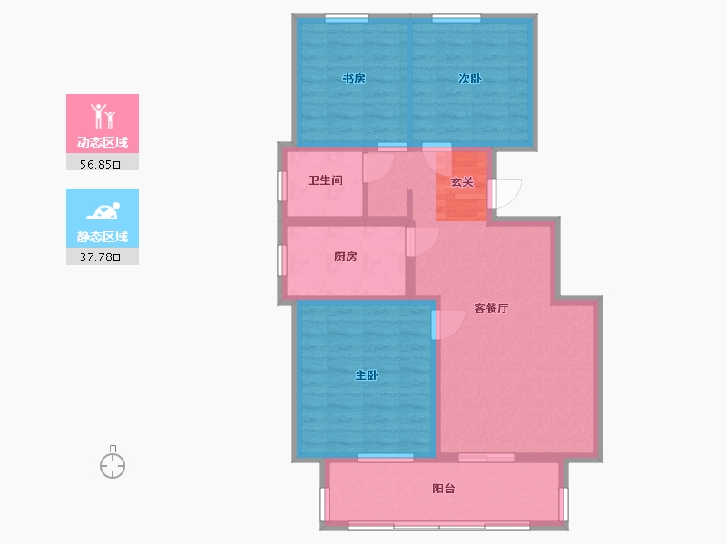 河北省-廊坊市-荣盛・花语�Z园-85.60-户型库-动静分区