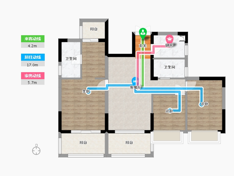 海南省-三亚市-兆南椰林壹号-90.67-户型库-动静线