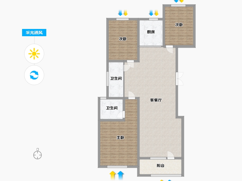 山东省-潍坊市-菲达广场-140.00-户型库-采光通风