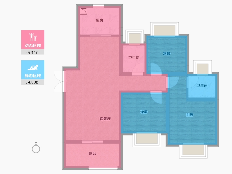 湖南省-永州市-岳麓青城·万达广场-74.00-户型库-动静分区