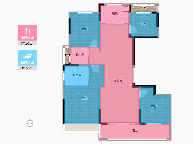 浙江省-温州市-楠盛国宾府-98.23-户型库-动静分区