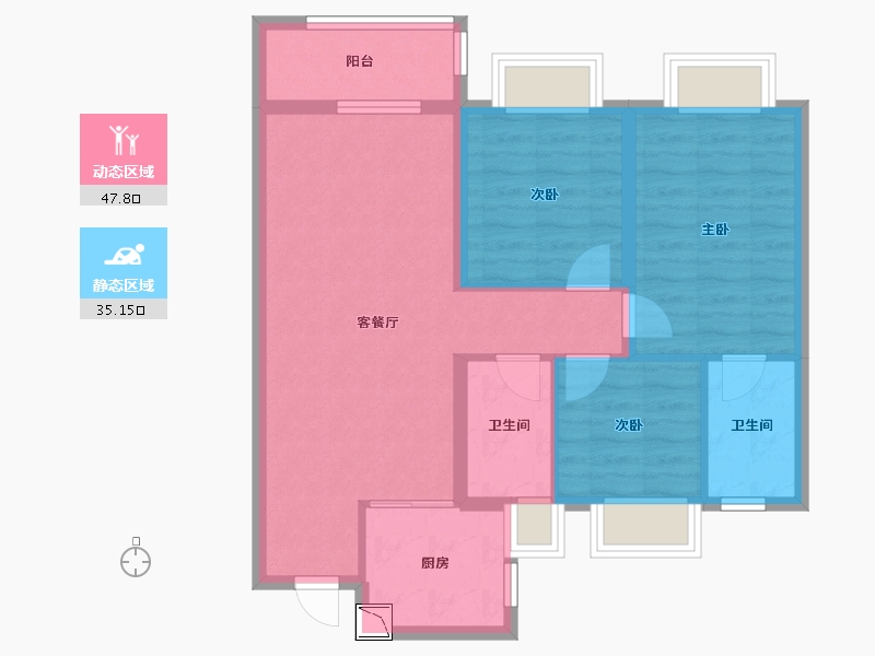 湖北省-武汉市-建发金茂玺悦-73.83-户型库-动静分区