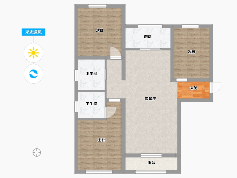 河北省-廊坊市-瑞嘉苑-83.91-户型库-采光通风