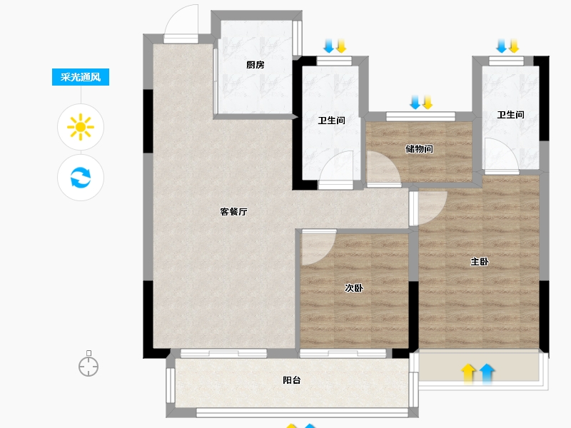 浙江省-温州市-天阳世新铭邸-78.40-户型库-采光通风