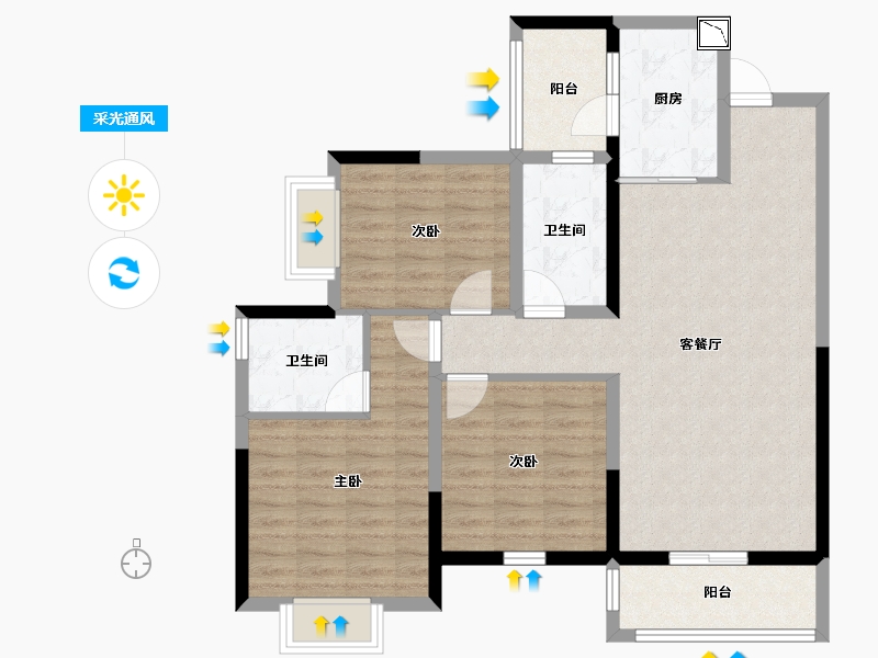 四川省-成都市-华润置地时代之城-92.80-户型库-采光通风