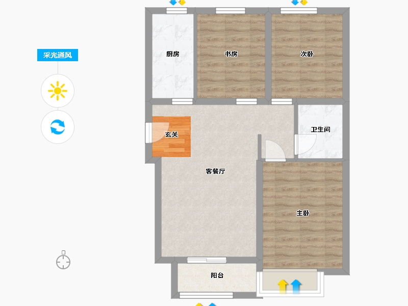 河北省-廊坊市-瑞嘉苑-69.01-户型库-采光通风