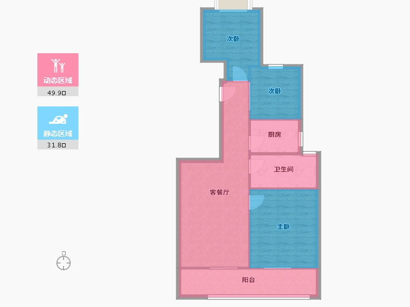 江苏省-苏州市-美岸青城幸福里-73.93-户型库-动静分区