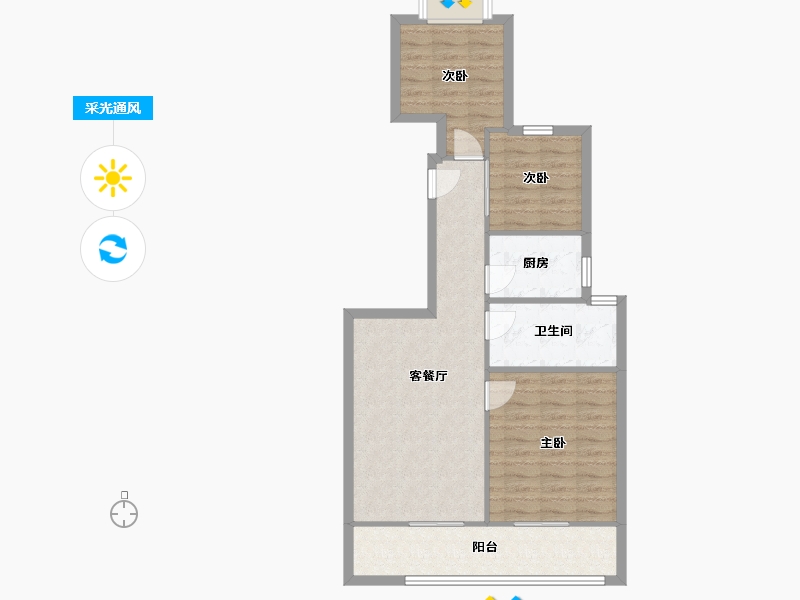 江苏省-苏州市-美岸青城幸福里-73.93-户型库-采光通风