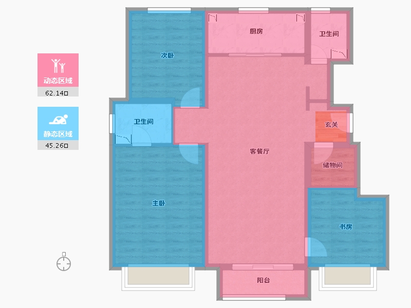 天津-天津市-运河半岛-95.68-户型库-动静分区