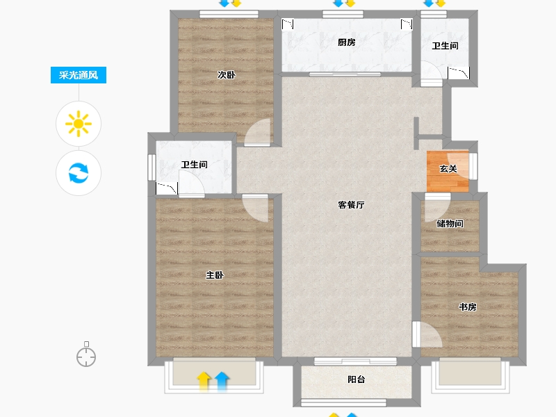 天津-天津市-运河半岛-95.68-户型库-采光通风