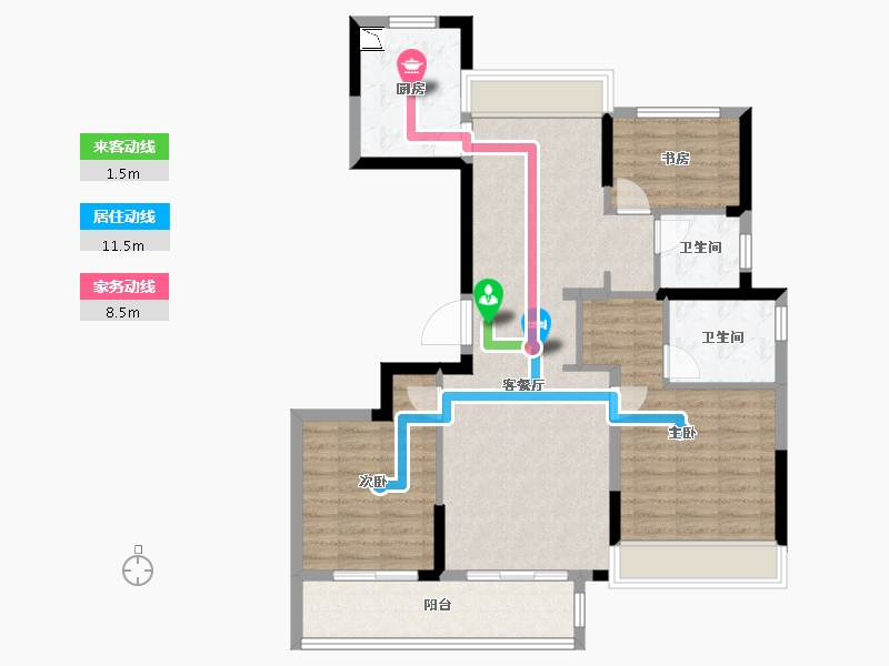 浙江省-温州市-天阳世新铭邸-91.20-户型库-动静线