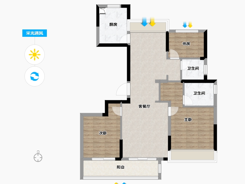 浙江省-温州市-天阳世新铭邸-91.20-户型库-采光通风