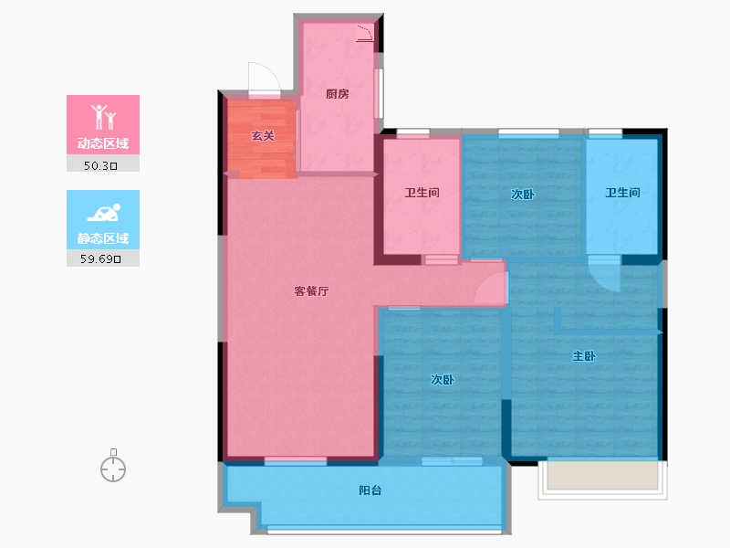 安徽省-亳州市-融创・南湖大观-98.40-户型库-动静分区