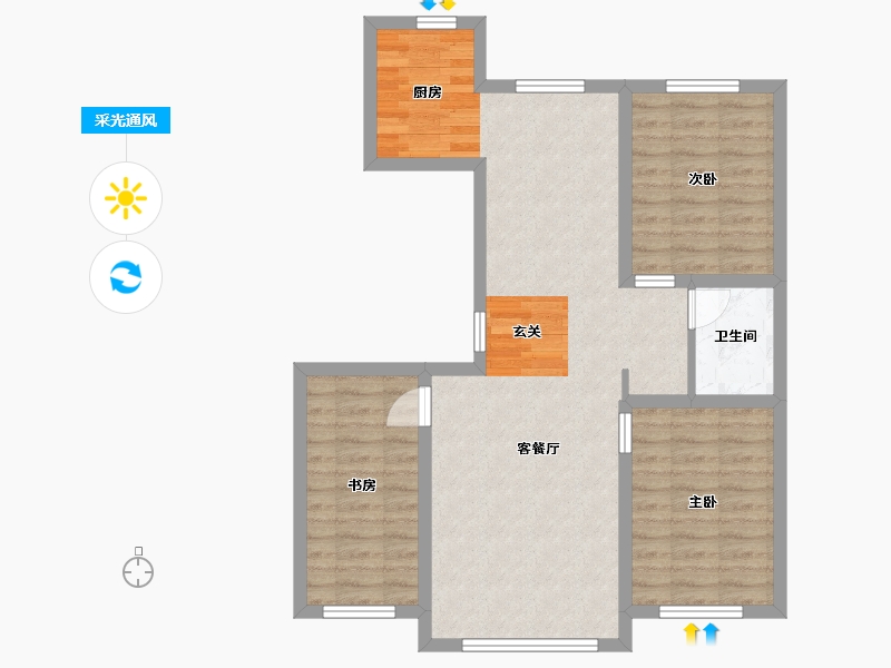 吉林省-长春市-乾宇城-79.70-户型库-采光通风