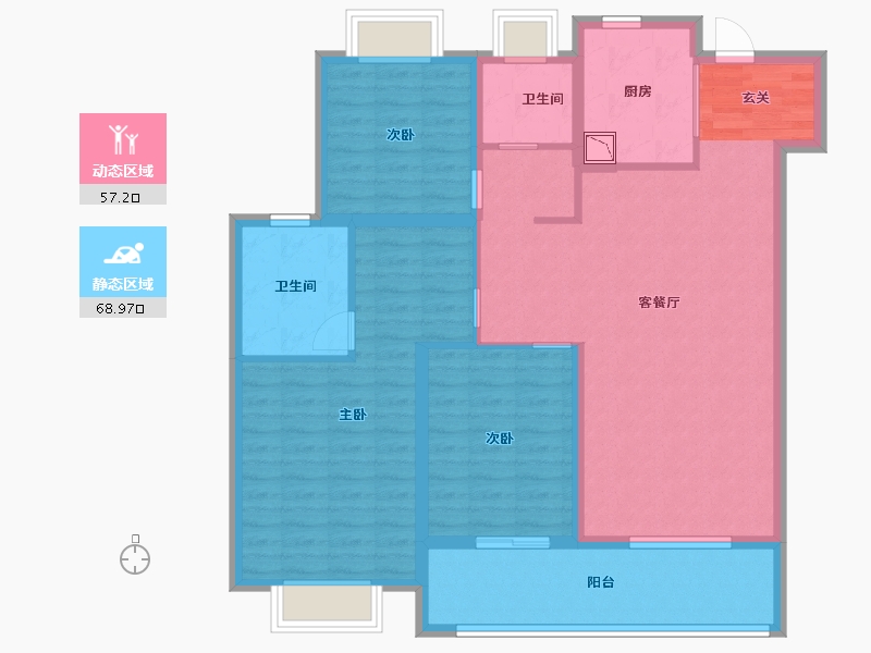 湖北省-武汉市-绿城金地凤起听澜-113.59-户型库-动静分区