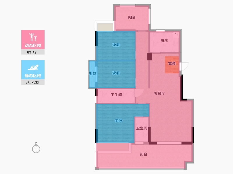 海南省-三亚市-海棠湾8号温泉公馆-108.03-户型库-动静分区