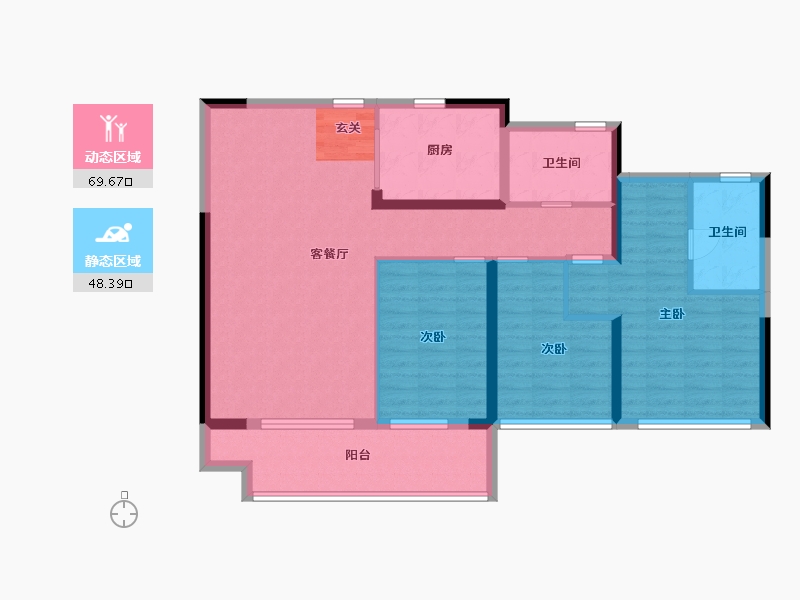 安徽省-亳州市-绿地・新里玉晖公馆-106.40-户型库-动静分区