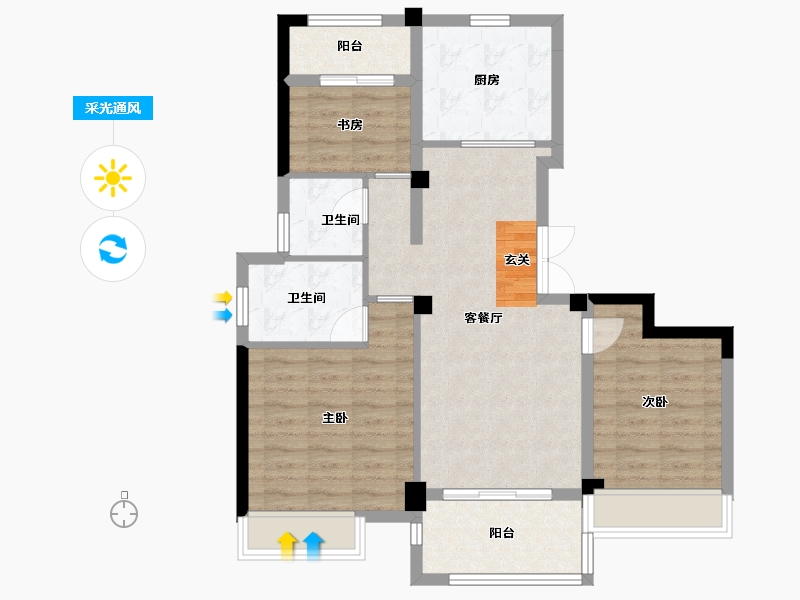 浙江省-衢州市-开化国金滨江一号-81.53-户型库-采光通风