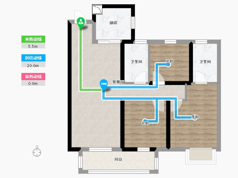 湖北省-武汉市-世茂云锦瑰海园-74.62-户型库-动静线