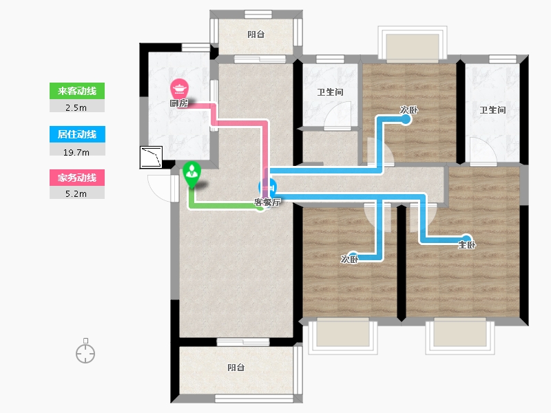 湖北省-武汉市-世茂云锦瑰海园-80.28-户型库-动静线