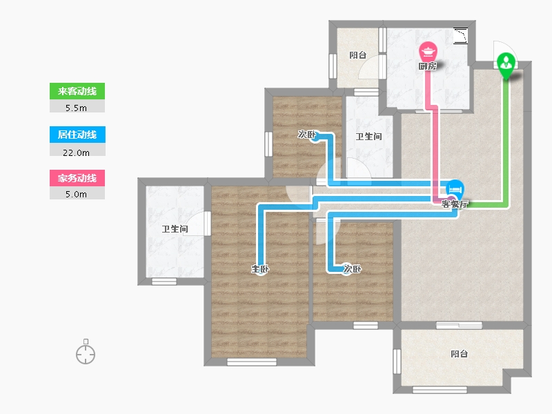 四川省-南充市-鸿通公园1988天著-90.48-户型库-动静线