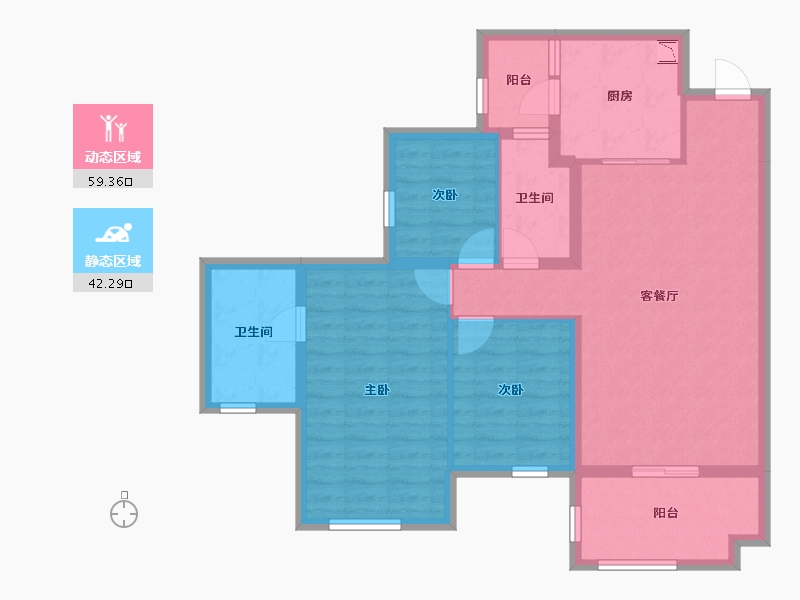 四川省-南充市-鸿通公园1988天著-90.48-户型库-动静分区