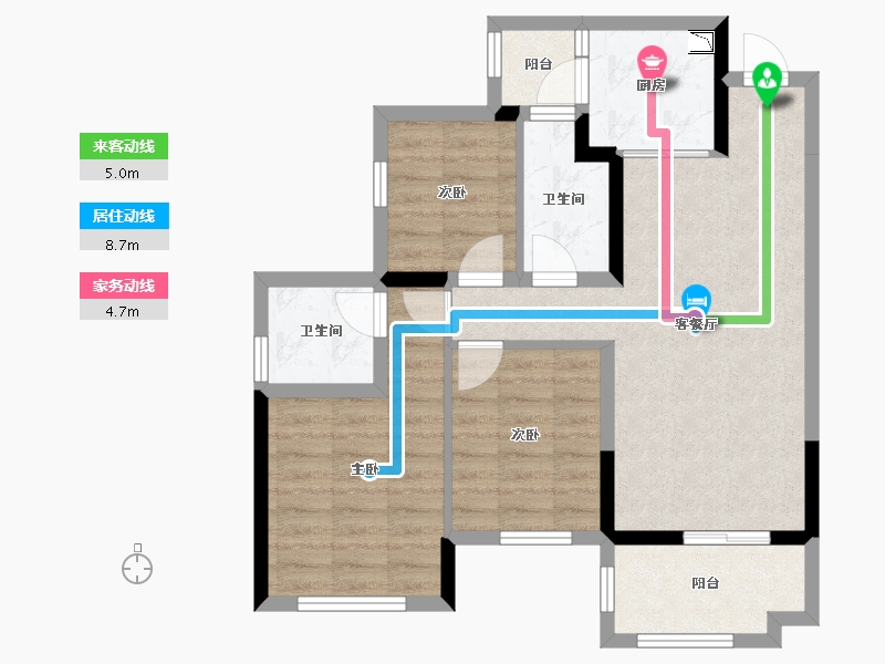 四川省-南充市-鸿通公园1988天著-73.26-户型库-动静线