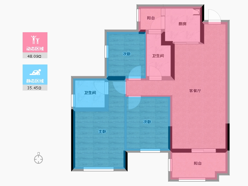 四川省-南充市-鸿通公园1988天著-73.26-户型库-动静分区