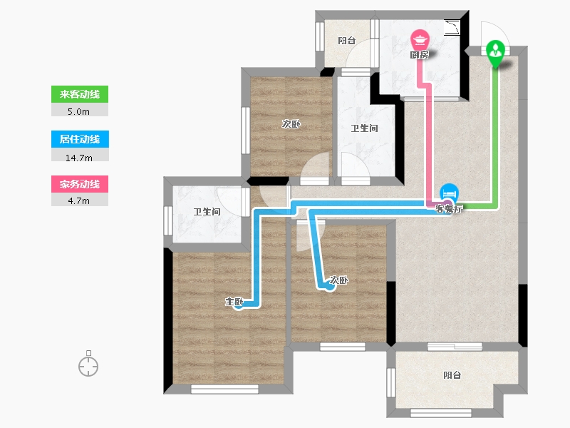 四川省-南充市-鸿通公园1988天著-72.99-户型库-动静线