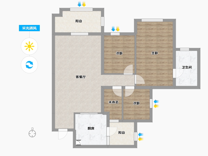 四川省-南充市-鸿通伴山半岛-91.41-户型库-采光通风