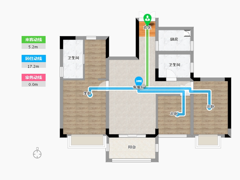 海南省-三亚市-兆南椰林壹号-85.73-户型库-动静线