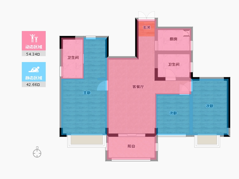 海南省-三亚市-兆南椰林壹号-85.73-户型库-动静分区