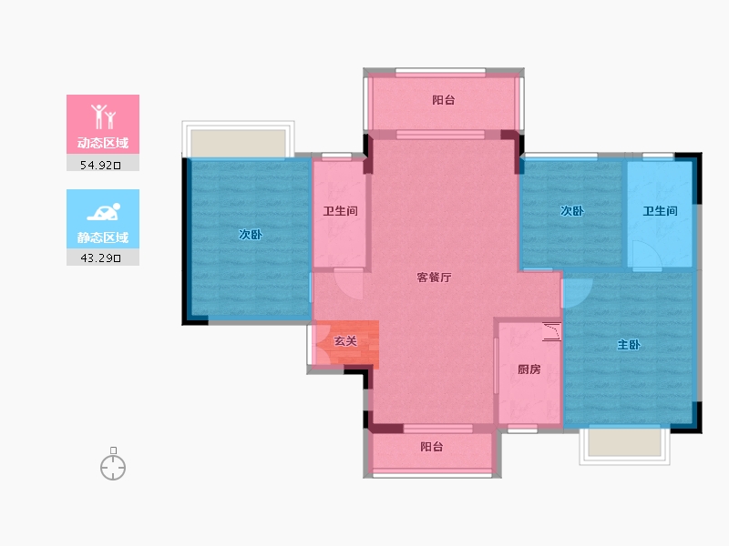 海南省-三亚市-兆南椰林壹号-89.19-户型库-动静分区