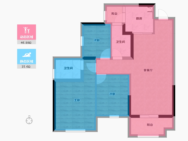 四川省-南充市-鸿通伴山半岛-72.60-户型库-动静分区