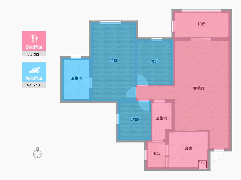 四川省-南充市-鸿通公园1988天著-90.40-户型库-动静分区