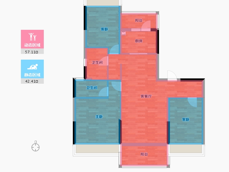 广东省-汕尾市-碧桂园东汇城-88.24-户型库-动静分区