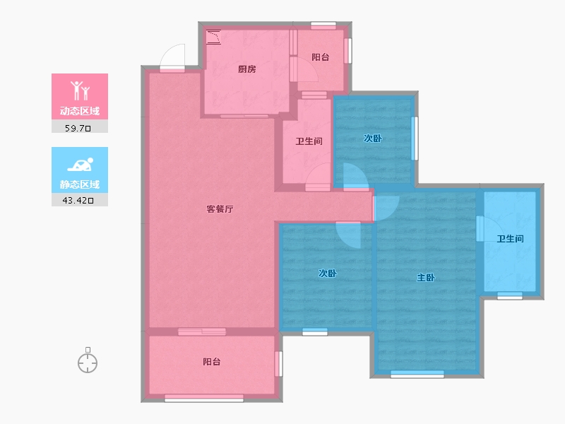 四川省-南充市-鸿通伴山半岛-91.82-户型库-动静分区