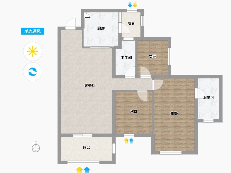 四川省-南充市-鸿通伴山半岛-91.82-户型库-采光通风