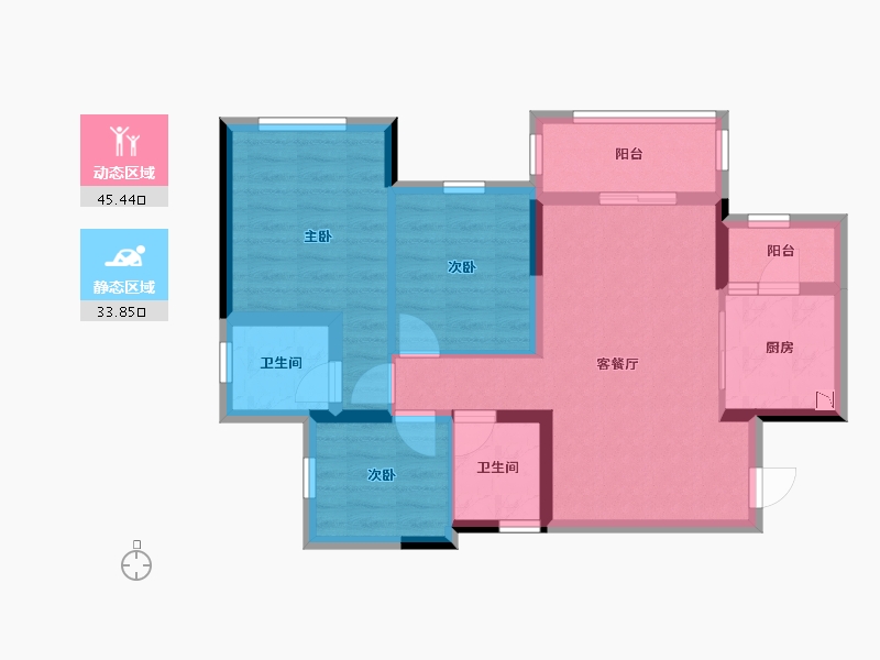 四川省-南充市-鸿通公园1988天著-69.52-户型库-动静分区