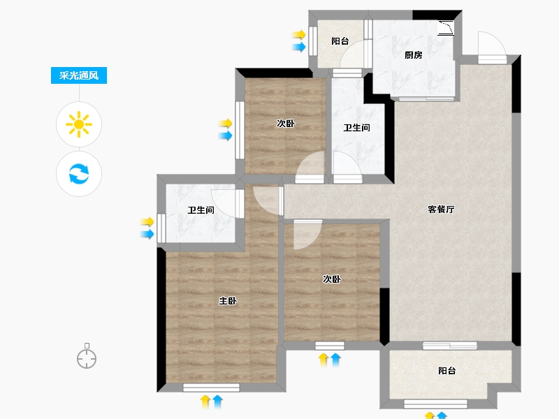 四川省-南充市-鸿通伴山半岛-72.21-户型库-采光通风