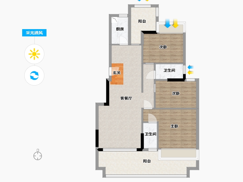 海南省-三亚市-海棠湾8号温泉公馆-101.84-户型库-采光通风