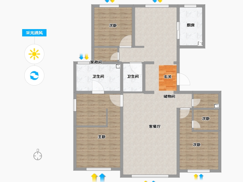 天津-天津市-宾西路5号-144.00-户型库-采光通风