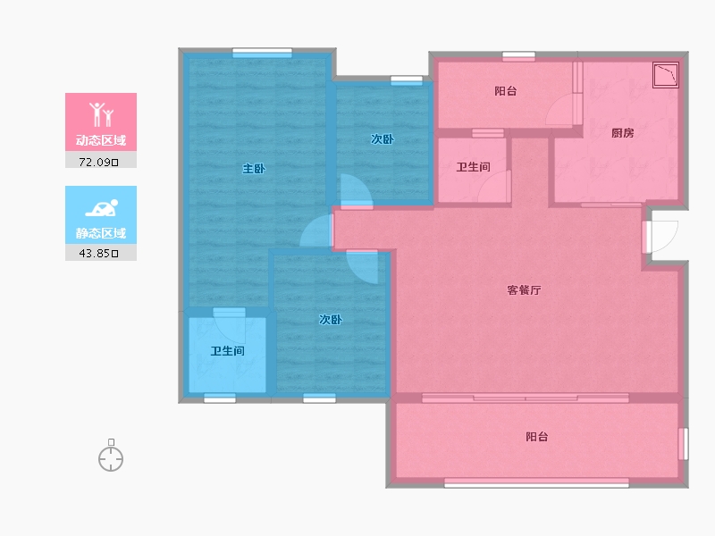 四川省-南充市-鸿通公园1988天著-103.98-户型库-动静分区