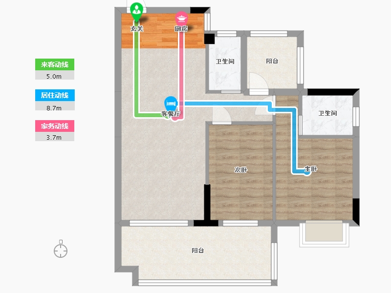 海南省-三亚市-海棠湾8号温泉公馆-77.76-户型库-动静线