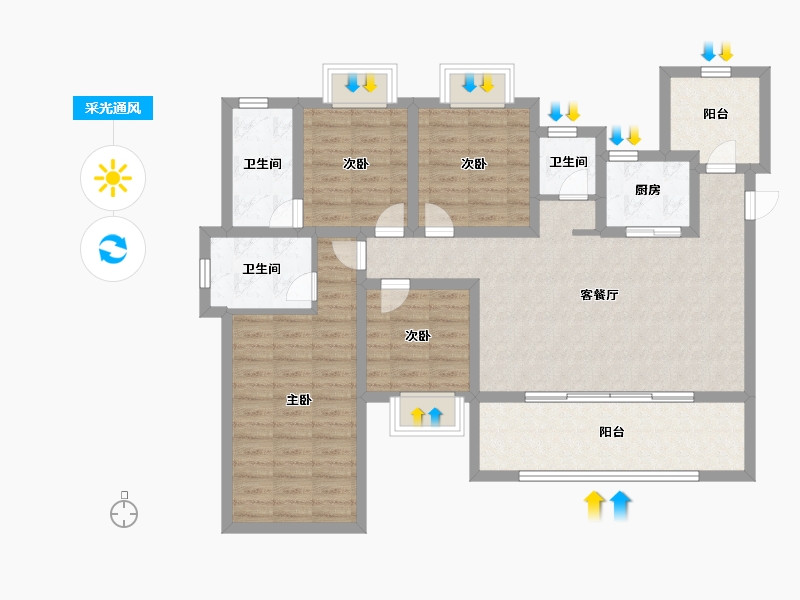 四川省-南充市-昌信万卷山河-103.19-户型库-采光通风