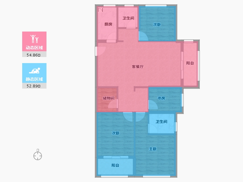 浙江省-温州市-宏地祝成学府壹号-96.80-户型库-动静分区