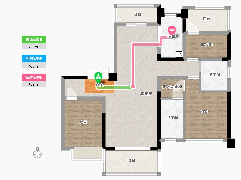 湖南省-衡阳市-恒生玫瑰庄园-91.54-户型库-动静线