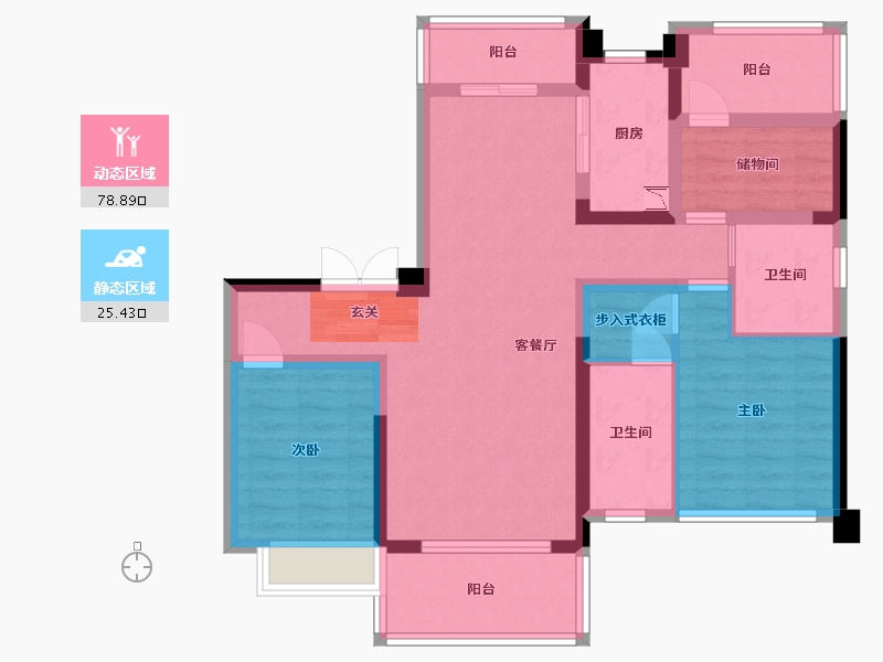 湖南省-衡阳市-恒生玫瑰庄园-91.54-户型库-动静分区